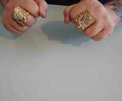 Brass pyramid and saddle rings