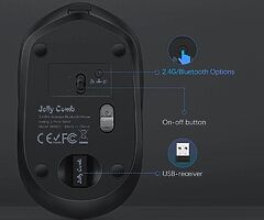 Wireless Bluetooth Mouse, 2.4G + Bluetooth 4.0 Rechargeable Optical Mouse