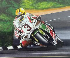 JOEY DUNLOP - FRAMED PRINT - By Artist "GRUFF" Isle of Man TT North West 200 Ulster Grand Prix BSB