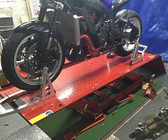 Large Motorbike Lift, Motorcycle lift table, work bench 220cm Long x 68cm Wide