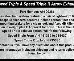Triumph speed triple /R Arrow exhaust