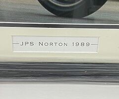 JPS Norton 1989 - SIGNED Framed Print - Trevor Nation - Steve Spray Isle of Man TT Joey Dunlop BSB