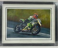 Ryan Farquhar Framed Print by Artist Jill Graham No:36/40 Isle of Man TT Joey Dunlop UGP NW200 BSB