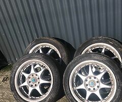 Alloys 4x100 will suit civic or corolla. Need tyres