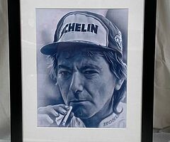 JOEY DUNLOP - GRAYSCALE 3d FACE PRINT Isle of Man TT Ulster Grand Prix North WEST 200 BSB WSB MOTOgp