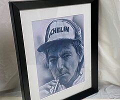 JOEY DUNLOP - GRAYSCALE 3d FACE PRINT Isle of Man TT Ulster Grand Prix North WEST 200 BSB WSB MOTOgp