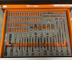 NEW German 6 Drawer Tool Box complete with Tools + Side Cabinet with 1 Shelve + Lockable Door