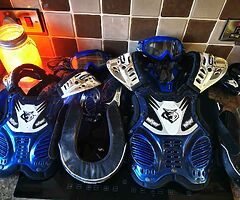 Kids body armour neck brace and goggles