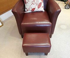 Leather chair and foot stand