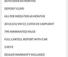 2013 VW CC finance this car from €61 P/W with a €1395 deposit - Image 9/10