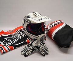 Wulfsport Youth Kids Moto Cross MX Trials Motocross Gear Package Black Red & White - Image 10/10