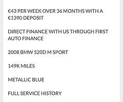 2008 BMW 520D MSport Finance this car from €43 P/W - Image 9/10