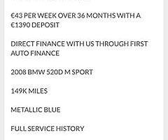 2008 BMW 520D MSport Finance this car from €43 P/W - Image 8/10