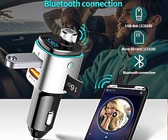 Bluetooth FM Transmitter, Radio Transmitter Handsfree Car Kit Car Audio Adapter QC3.0 Car Charger wi - Image 3/8