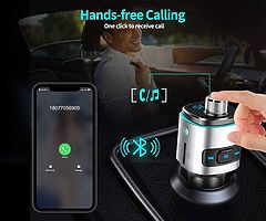 Bluetooth FM Transmitter, Radio Transmitter Handsfree Car Kit Car Audio Adapter QC3.0 Car Charger wi - Image 5/8