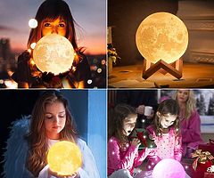 Moon Lamp, AGM 3D Printed 16 Colors LED Moon Light with Stand, Moon Night Light Seamless 15cm Lunar