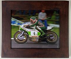 TOM HERRON - Framed Photo Size: 34cm x 29cm Isle of Man TT Ulster Grand Prix NW200 BSB Motorcycling