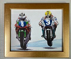 JOEY DUNLOP / ROBERT DUNLOP - FRAMED PRINT - Isle of Man TT NW200 Ulster Grand Prix BSB