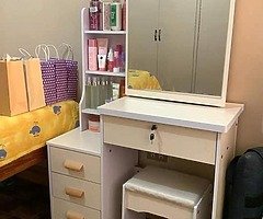 Vanity Dresser Cabinet with mirror & chair