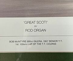 ORIGINAL & LIMITED ROD ORGAN Print No:256 of 500 Great Scot Bob McIntyre Isle of Man TT Joey Dun - Image 4/4