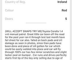 Toyota corolla 1.4 vvti NEED GONE