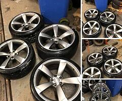 8.5x19 AUDI TTRS ALLOY WHEELS GOOD TYRES NO CRACKS WELDS 07880705574