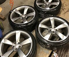 8.5x19 AUDI TTRS ALLOY WHEELS GOOD TYRES NO CRACKS WELDS 07880705574