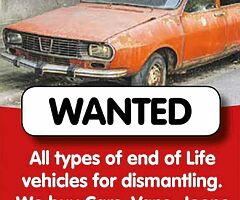Vehicles bought for dismantling
