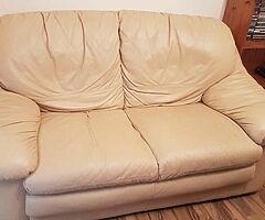2 2 seater yellow leather couches
