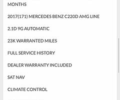 2017 Mercedes C220 AMG *see www.bcautos.ie for full ad details or to apply for finance* - Image 9/10