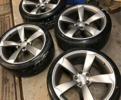 8.5x19 AUDI TTRS ALLOY WHEELS GOOD TYRES NO CRACKS WELDS 07880705574 - Image 4/4