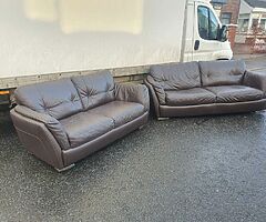 3 and 2 seayer sofa in a briwn leather hyde throughout