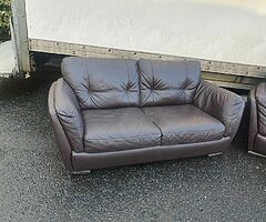 3 and 2 seayer sofa in a briwn leather hyde throughout