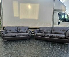 3 and 2 seayer sofa in a briwn leather hyde throughout - Image 4/8