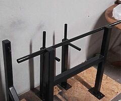 Pull up bar, dip bar, squat rack
