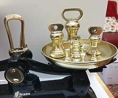 Beautiful original old heavy librassco scales in black with full set brass bell weights - Image 5/6