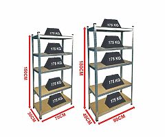 Strong 5 Tier Metal Shelving 175kgs | Garage Shed Office Container - Image 5/9