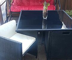 Grass table and waterproof covers and chairs