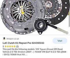 3 piece luK clutch kit for Vauxhall vectra 150 6 speed m32 gearbox