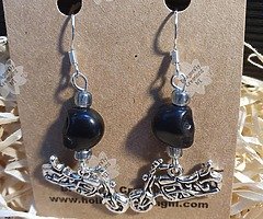 Mororcycle & skull earrings, can be made to order in various colours