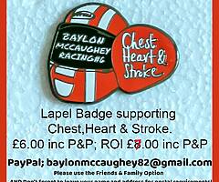 Brian Steenson Replica Lapel Badges for Sale, Supporting Chest,Heart & Stroke Charity - Image 4/4