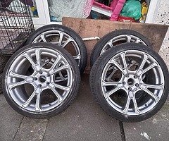 18 ava  5x112 9j backs and 8j front and 3 very very good tyres and 1 needs  and no cracm or weld etc