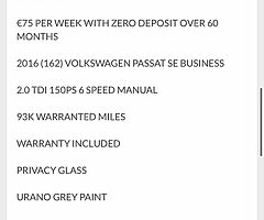 2016 VW Passat SE Business from €55 P/W - Image 5/7