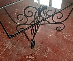 Iron table with glass