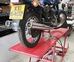 Motorcycle motorbikes ramps, table, lifts, work bench.