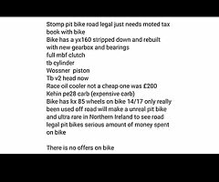 Stomp road legal pitbike