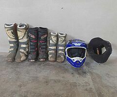 Motocross boots, helmet & neckbrace