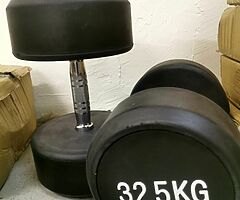 Rubber Coated 32.5kg Dumbbells. ROI, NI & UK