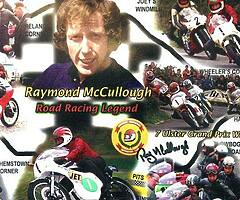 RAY McCULLOUGH SIGNED Collage Print / FRAMED PRINT - Isle of Man TT Ulster Grand Prix NW200 BSB WSB