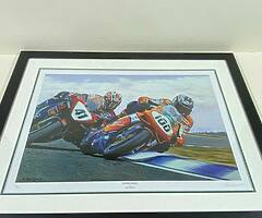 LIMITED EDITION Art Print - Rod Organ "Orange Mobile" Noriyuki Haga Neil Hodgson Joey Dunlop IOM TT